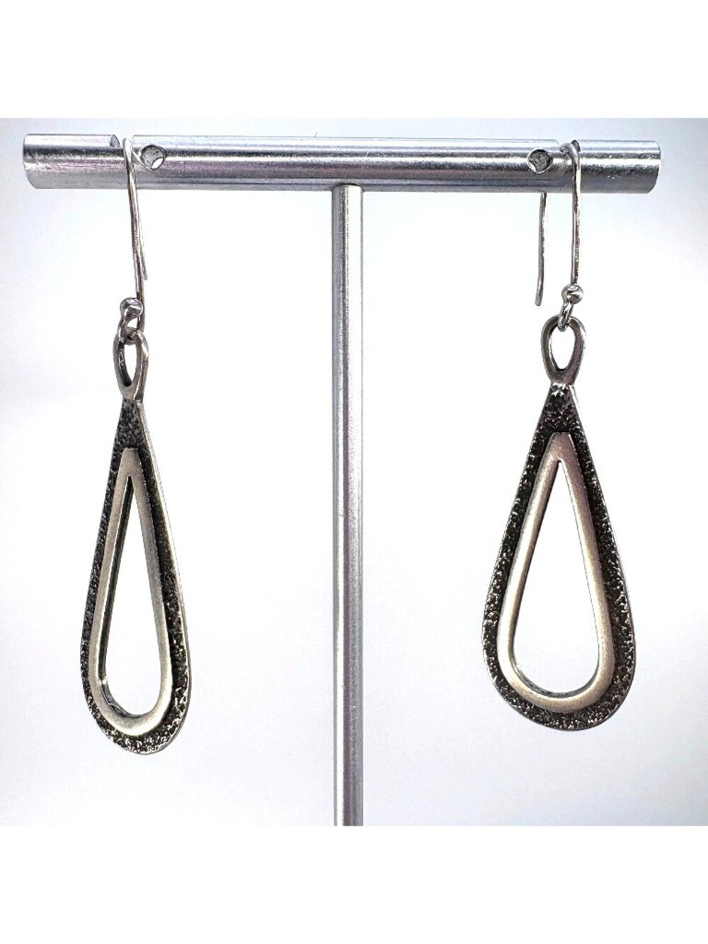 Teardrop Open Design Dangle Earrings Sterling Silver 925 One Size